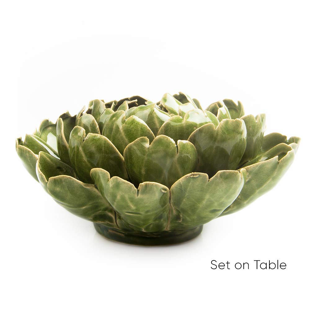 CHIVE ‘Coral’ Decorative Ceramic Flower — Beautiful & Unique Tablescape Piece — Large Floral Green Flower