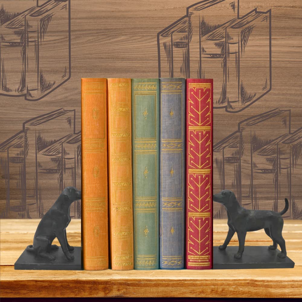 Comfy Hour Farmhouse Collection Labrador Dogs Art Bookends, 1 Pair, Set of 2, Antique Effect, Copper, Polyresin, 7" Length 6" Height