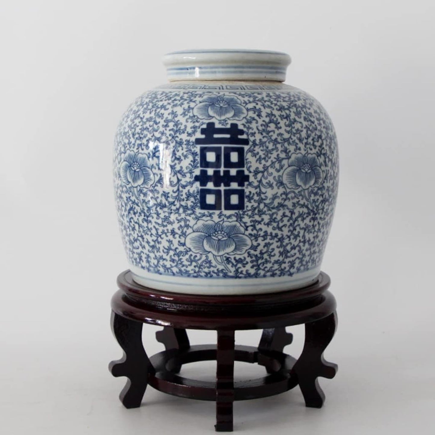 BTURYT Antique Style Ceramic Ginger Jar Vase with Lid, Decorative Double Happiness Porcelain Ceramic Covered Jar Vase, China Ming Style, Jingdezhen