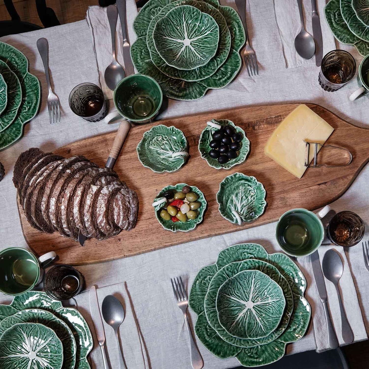 Bordallo Pinheiro Cabbage Green Dinner Plate, Set of 4