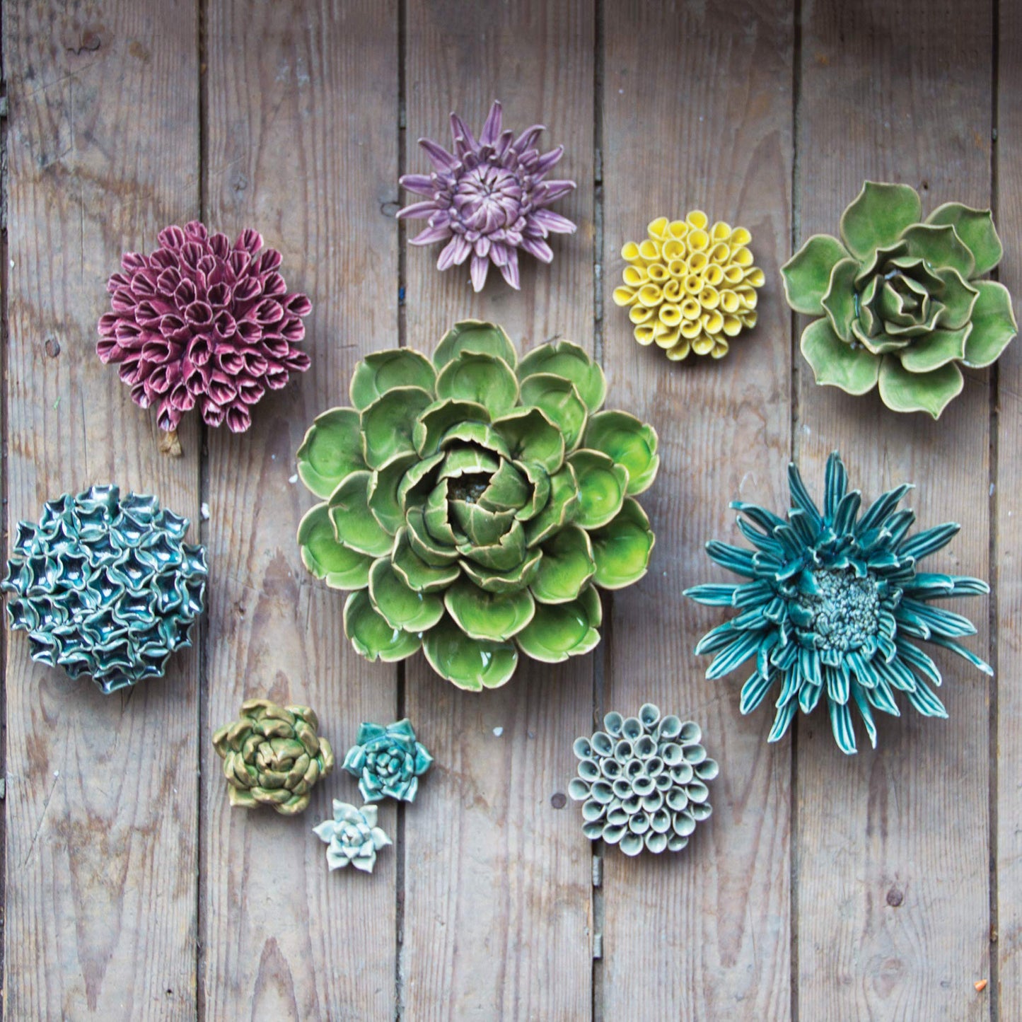 CHIVE ‘Coral’ Decorative Ceramic Flower — Beautiful & Unique Tablescape Piece — Large Floral Green Flower