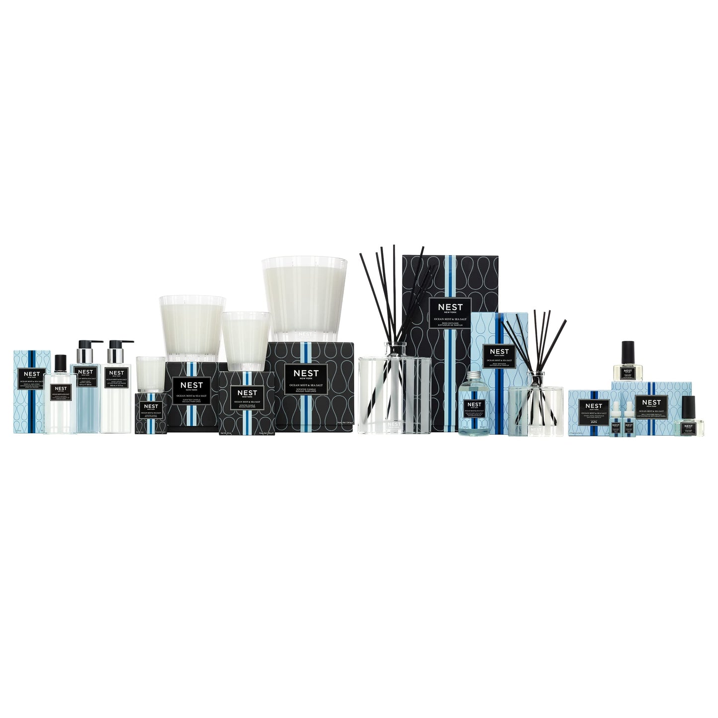 NEST New York Scented Classic Candle, Ocean Mist & Sea Salt - 8.1 oz - Up to 60-Hour Burn Time - Reusable Glass Vessel