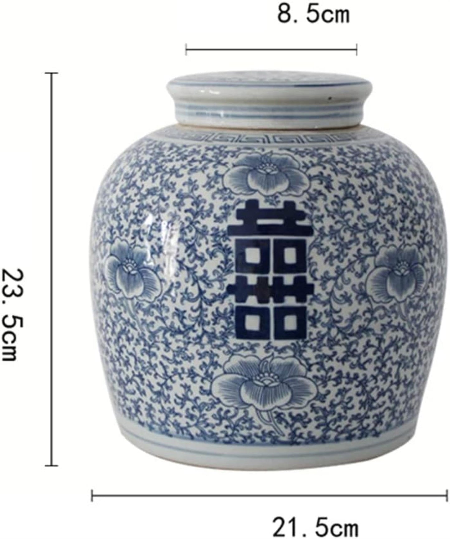 BTURYT Antique Style Ceramic Ginger Jar Vase with Lid, Decorative Double Happiness Porcelain Ceramic Covered Jar Vase, China Ming Style, Jingdezhen