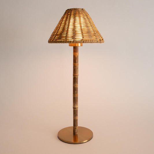 LUXELYKOS Bamboo Cordless LED Table Lamp, Rechargeable Battery, 24-Hour Use, Dimmable Warm Light, Portable Wireless Lamp with Remote for Indoor/Outdoor Use, Home, Patio, Bedroom, Restaurant Décor