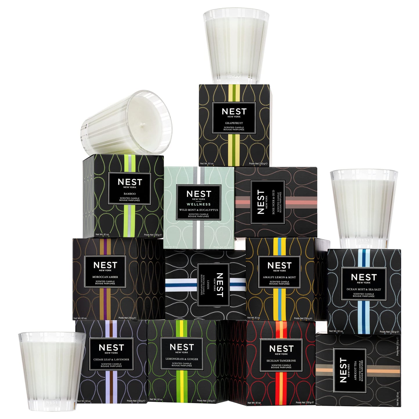 NEST New York Scented Classic Candle, Moroccan Amber - 8.1 oz - Up to 60-Hour Burn Time - Reusable Glass Vessel